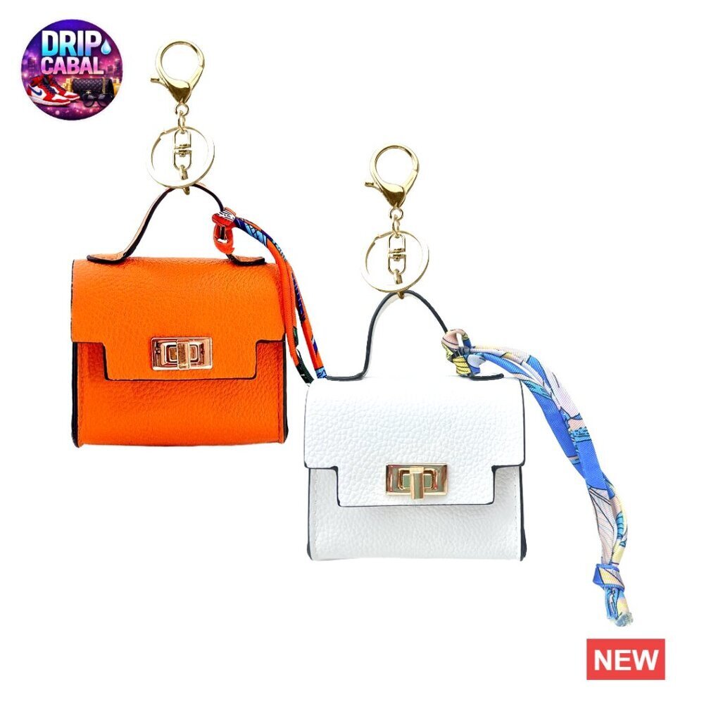 Mini Keychain Pouch PU Leather Twist Lock Organizer for Cards Jewelry Travel